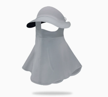 NNEDSZ Grey Women's UV Protection Sun Hat with Detachable Neck Flap and Wide Brim