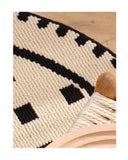 NNEDSZ Grunge White Modern Round Area Rug with Geometric Black and White Pattern