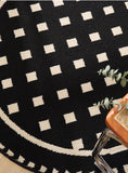 NNEDSZ Grunge White Modern Round Area Rug with Geometric Black and White Pattern