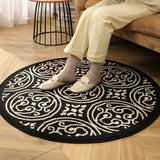 NNEDSZ Vine Modern Round Area Rug with Geometric Black and White Pattern