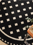 NNEDSZ Vine Modern Round Area Rug with Geometric Black and White Pattern