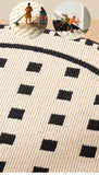 NNEDSZ Round With Flowers Area Rug with Geometric Black and White Pattern