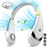 NNEDSZ White Rechargeable 5000mAh Portable Neck Fan with 3-Speed Settings