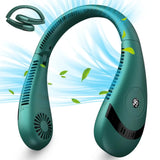 NNEDSZ Green Rechargeable 5000mAh Portable Neck Fan with 3-Speed Settings