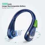 NNEDSZ Green Rechargeable 5000mAh Portable Neck Fan with 3-Speed Settings