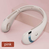 NNEDSZ Pink Rechargeable 5000mAh Portable Neck Fan with 3-Speed Settings