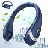 NNEDSZ Dark Blue Rechargeable 5000mAh Portable Neck Fan with 3-Speed Settings
