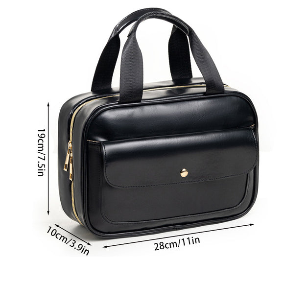 NNEDSZ Black Multifunctional Travel Toiletry Organizer with Hanger and Large Storage Capacity