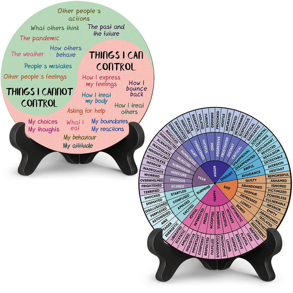 NNEDSZ 2 PCS for Each One Purple Emotion Wheel and Control Circle with Display Stands for Personal Development