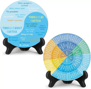 NNEDSZ 2 PCS for Each One Blue Scheme Emotion Wheel and Control Circle with Display Stands for Personal Development