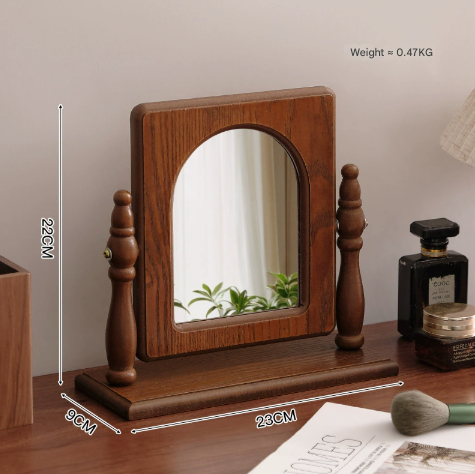 NNEDSZ Square-shaped Wooden Tabletop Vanity Mirror, Elegant Design