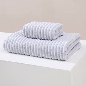 NNEDSZ Striped Model Grey Luxury White Bath Towel and Hand Towel Set - Ultra Soft and Absorbent