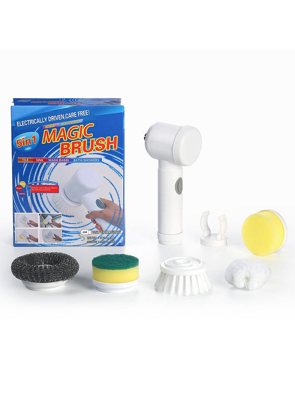 NNEDSZ White Electric Cleaning Brush with Multiple Attachments - Rechargeable and Versatile for Home and Kitchen Use