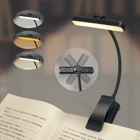 NNEDSZ Black Rechargeable LED Book Light with Adjustable Brightness and Color Temperature - Perfect for Reading