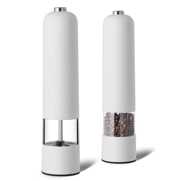 NNEDSZ White Elegant Red Electric Salt and Pepper Grinder - Modern and Compact for Effortless Seasoning