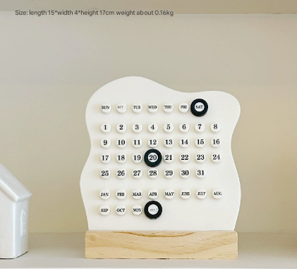 NNEDSZ 2 PCS White Minimalist Wooden Desktop Calendar Set - Stylish and Functional for Organizing Your Time