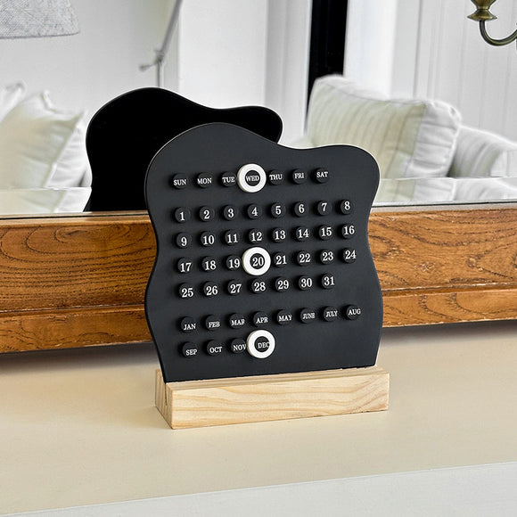 NNEDSZ 2 PCS Black Minimalist Wooden Desktop Calendar Set - Stylish and Functional for Organizing Your Time
