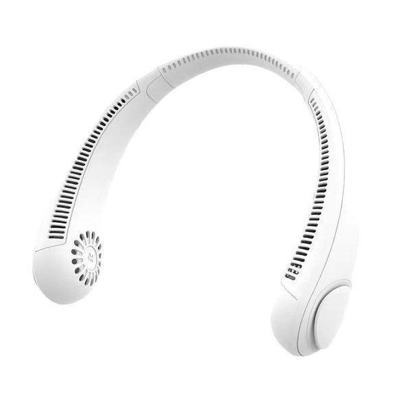 NNEDSZ 2 PCS White Portable Neck Fan - Hands-Free Personal Fan, Quiet and Adjustable, Ideal for Outdoor and Indoor Use
