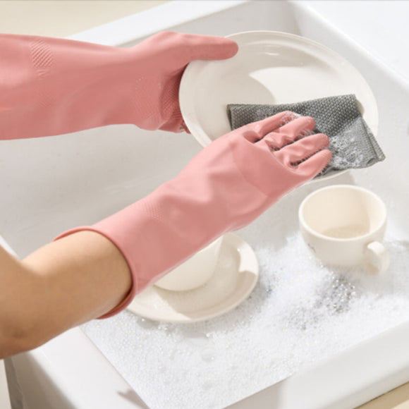 NNEDSZ Pink Set of 3 Pairs of Durable Rubber Gloves - Waterproof, Comfortable, Ideal for Household and Cleaning Tasks