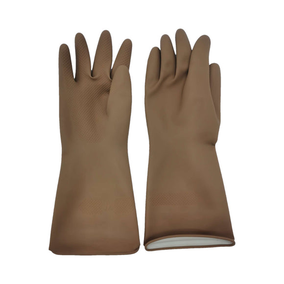 NNEDSZ Brown Set of 3 Pairs of Durable Rubber Gloves - Waterproof, Comfortable, Ideal for Household and Cleaning Tasks
