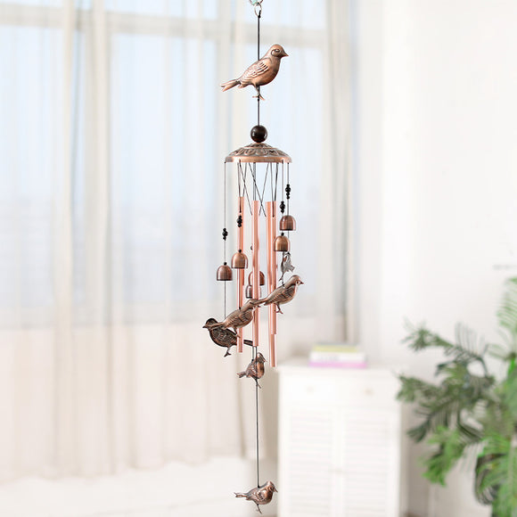 NNEDSZ Vintage Bird Wind Chime - 95cm Length, Antique Bronze Finish, Charming Outdoor Decor