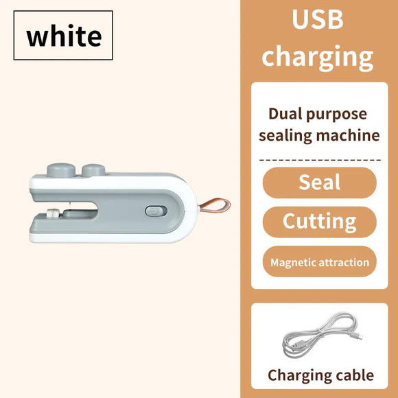 NNEDSZ White Mini Sealing Machine - 2-Piece Set, Compact and Portable, Ideal for Food and Bag Sealing