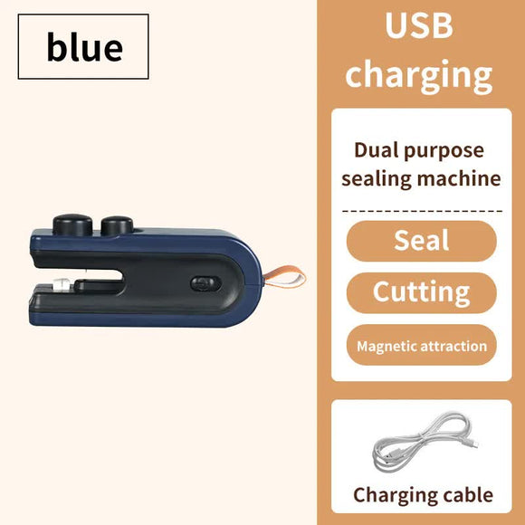 NNEDSZ Blue Mini Sealing Machine - 2-Piece Set, Compact and Portable, Ideal for Food and Bag Sealing