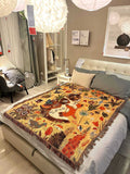 NNEDSZ Yellow Floral Cat Patterned Throw Blanket - Soft and Cozy, 130x160cm with Tassels