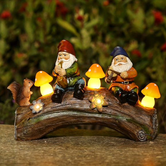 NNEDSZ Solar-Powered Garden Gnome Statue - LED Lighted Outdoor Resin Decoration