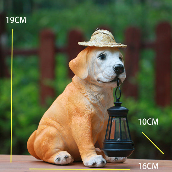 NNEDSZ Solar-Powered Dog Statue with LED Lantern - Waterproof Outdoor Garden Light