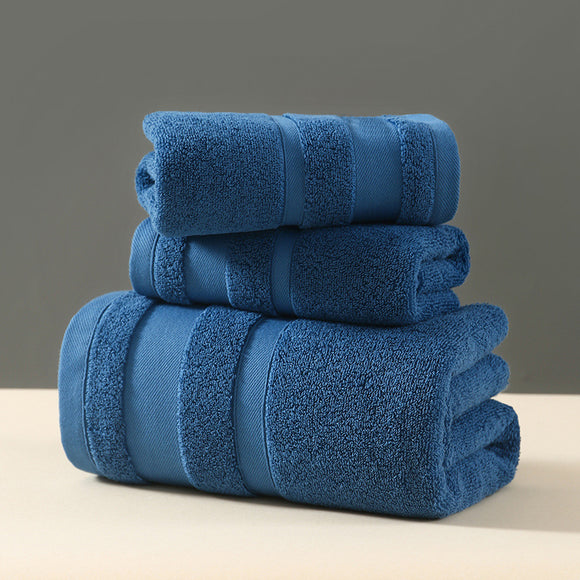 NNEDSZ Blue Luxury 3-Piece 100% Cotton Towel Set - Bath, Hand & Face Towels