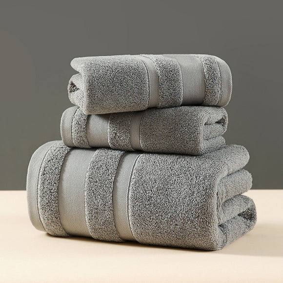 NNEDSZ Grey Luxury 3-Piece 100% Cotton Towel Set - Bath, Hand & Face Towels