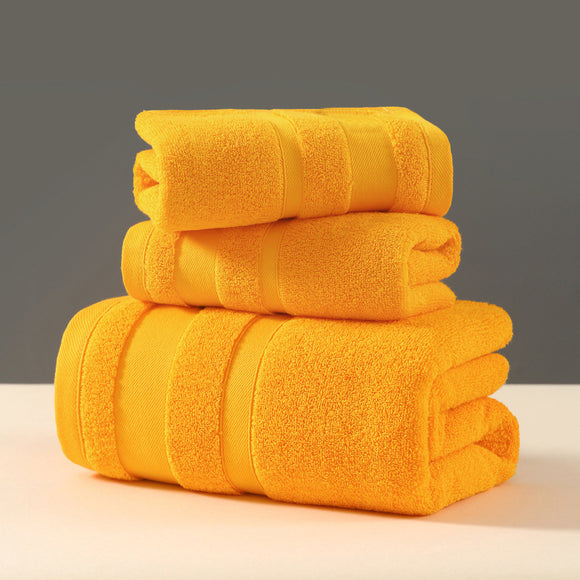 NNEDSZ Yellow Luxury 3-Piece 100% Cotton Towel Set - Bath, Hand & Face Towels