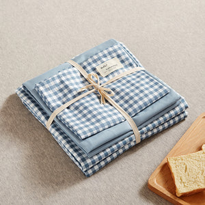 NNEDSZ Blue 4-Piece Cotton Bedding Set - Fits 1.5m/1.8m Beds (Duvet Cover 200x230cm, Bed Sheet 230x250cm)