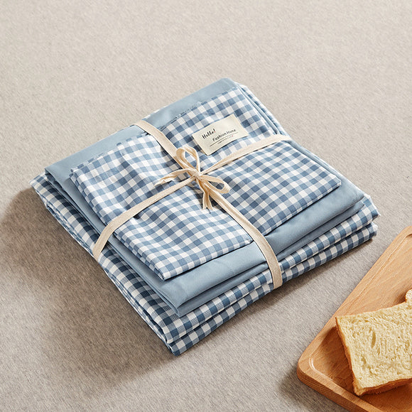 NNEDSZ Blue 4-Piece Cotton Bedding Set - Fits 1.5m/1.8m Beds (Duvet Cover 200x230cm, Bed Sheet 230x250cm)