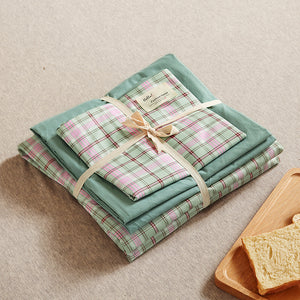 NNEDSZ Green 4-Piece Cotton Bedding Set - Fits 1.5m/1.8m Beds (Duvet Cover 200x230cm, Bed Sheet 230x250cm)