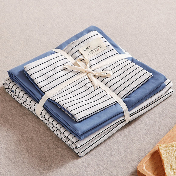 NNEDSZ Blue and White 4-Piece Cotton Bedding Set - Fits 1.5m/1.8m Beds (Duvet Cover 200x230cm, Bed Sheet 230x250cm)