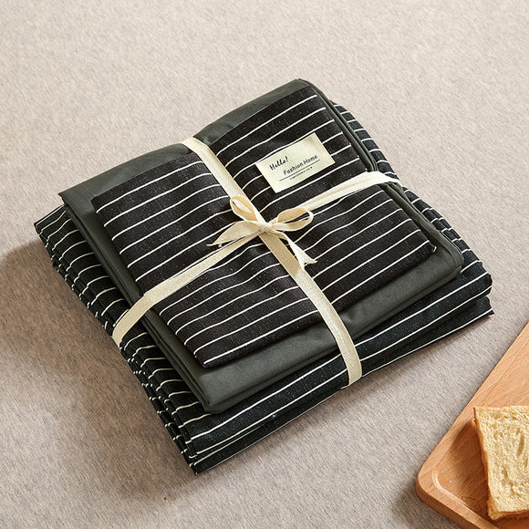 NNEDSZ Black 4-Piece Cotton Bedding Set - Fits 1.5m/1.8m Beds (Duvet Cover 200x230cm, Bed Sheet 230x250cm)