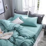 NNEDSZ Mint Blue 4-Piece Cotton Bedding Set - Fits 1.5m/1.8m Beds (Duvet Cover 200x230cm, Bed Sheet 230x250cm)