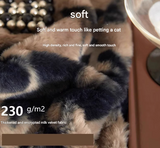 NNEDSZ Brown leopard-print Luxury Winter Faux Rabbit Fur Bedding Set - 4-Piece Melange Style Plush Set for 1.8m Beds (200x230cm Duvet Cover)