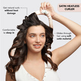 NNEDSZ 2 Pcs Light Orange Satin Heatless Hair Curling Rod Set for Sleep-In Styling | No Heat Damage | Tie-Dye Design