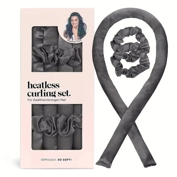 NNEDSZ 2 Pcs Black Satin Heatless Hair Curling Rod Set for Sleep-In Styling | No Heat Damage | Tie-Dye Design