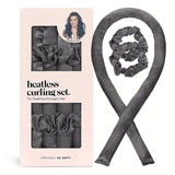 NNEDSZ 2 Pcs Black Satin Heatless Hair Curling Rod Set for Sleep-In Styling | No Heat Damage | Tie-Dye Design