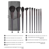 NNEDSZ Gray 12-Piece Professional Makeup Brush Set with Cosmetic Bag - Premium Synthetic Fiber, Wooden Handle, Aluminum Tube