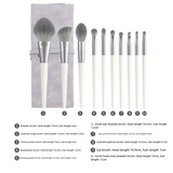 NNEDSZ Off White 12-Piece Professional Makeup Brush Set with Cosmetic Bag - Premium Synthetic Fiber, Wooden Handle, Aluminum Tube