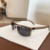NNEDSZ Grey lenses with brown rim Trendy Curved Sunglasses – Cat Eye Design UV Protection Stylish Glare-Blocking Shades