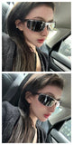 NNEDSZ Grey Lenses With Black Edges Trendy Curved Sunglasses - Cat Eye Design UV Protection Stylish Glare-Blocking Shades