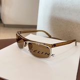 NNEDSZ Brown Lenses With Brown Edges Trendy Curved Sunglasses - Cat Eye Design UV Protection Stylish Glare-Blocking Shades