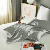 NNEDSZ Grey Luxury Double-Sided Satin Silk Pillowcase - Summer Cooling Polyester Pillow Cover Set(Without Pillow Core)