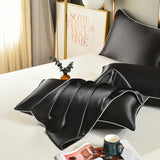 NNEDSZ Black Luxury Double-Sided Satin Silk Pillowcase - Summer Cooling Polyester Pillow Cover Set(Without Pillow Core)